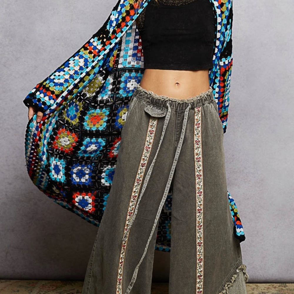 POL Multicolor Crochet Cardigan